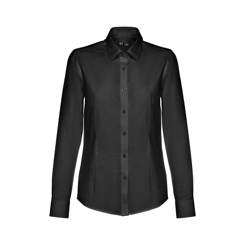 THC TOKYO WOMEN. Camisa oxford de manga comprida para senhora — Preto