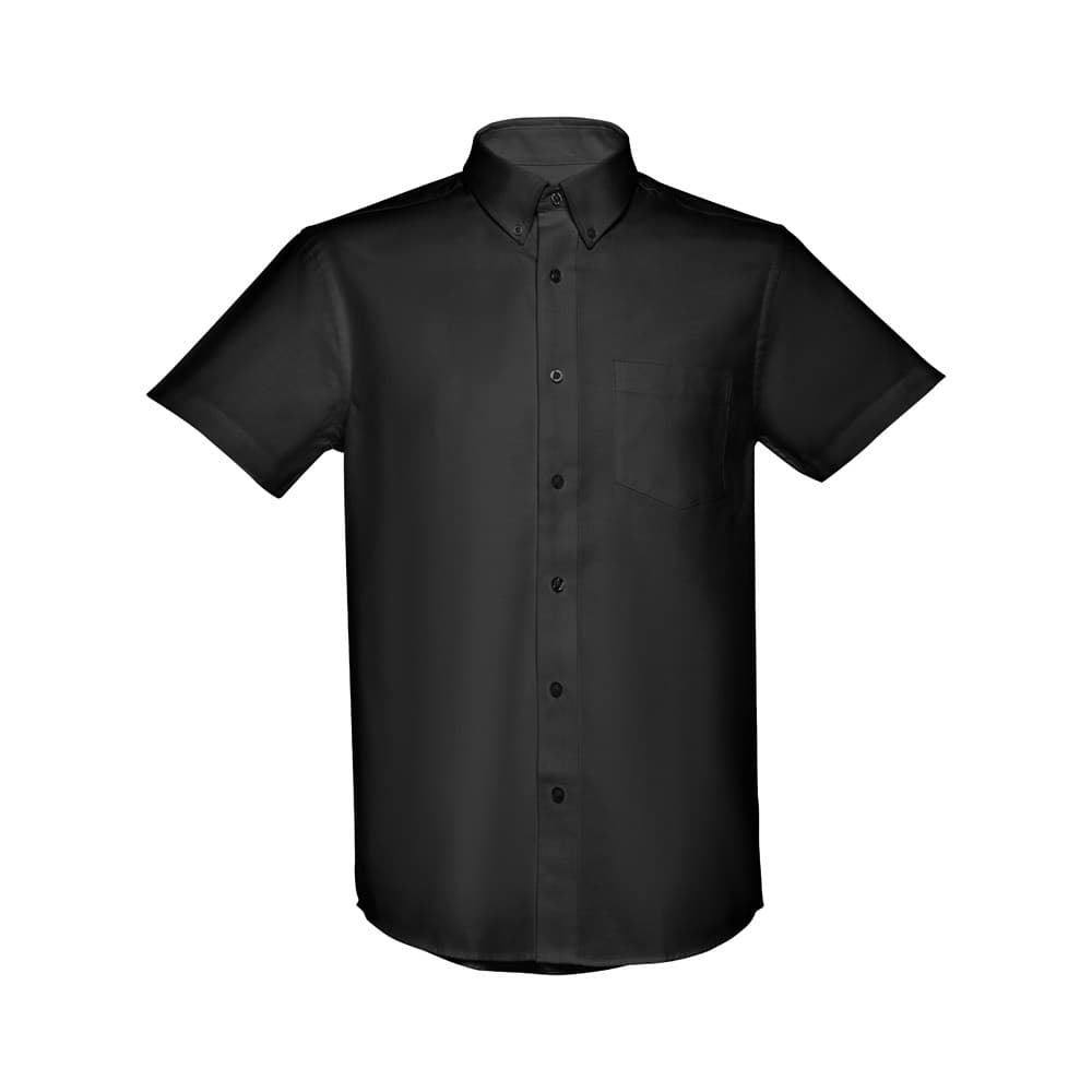 THC LONDON. Camisa oxford de manga curta para homem — Preto