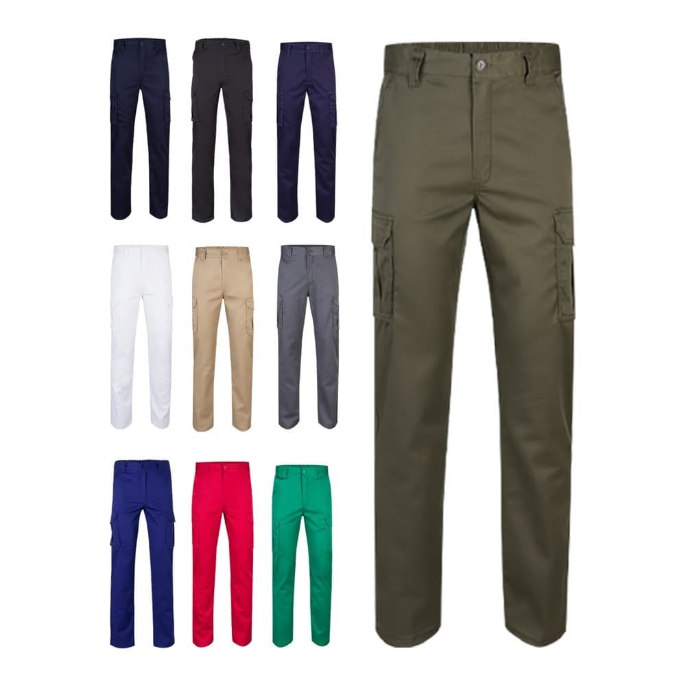 VL LUGH. Calças stretch multibolsos (240g/m²) em algodão (46%), EME (38%) e poliéster (16%)