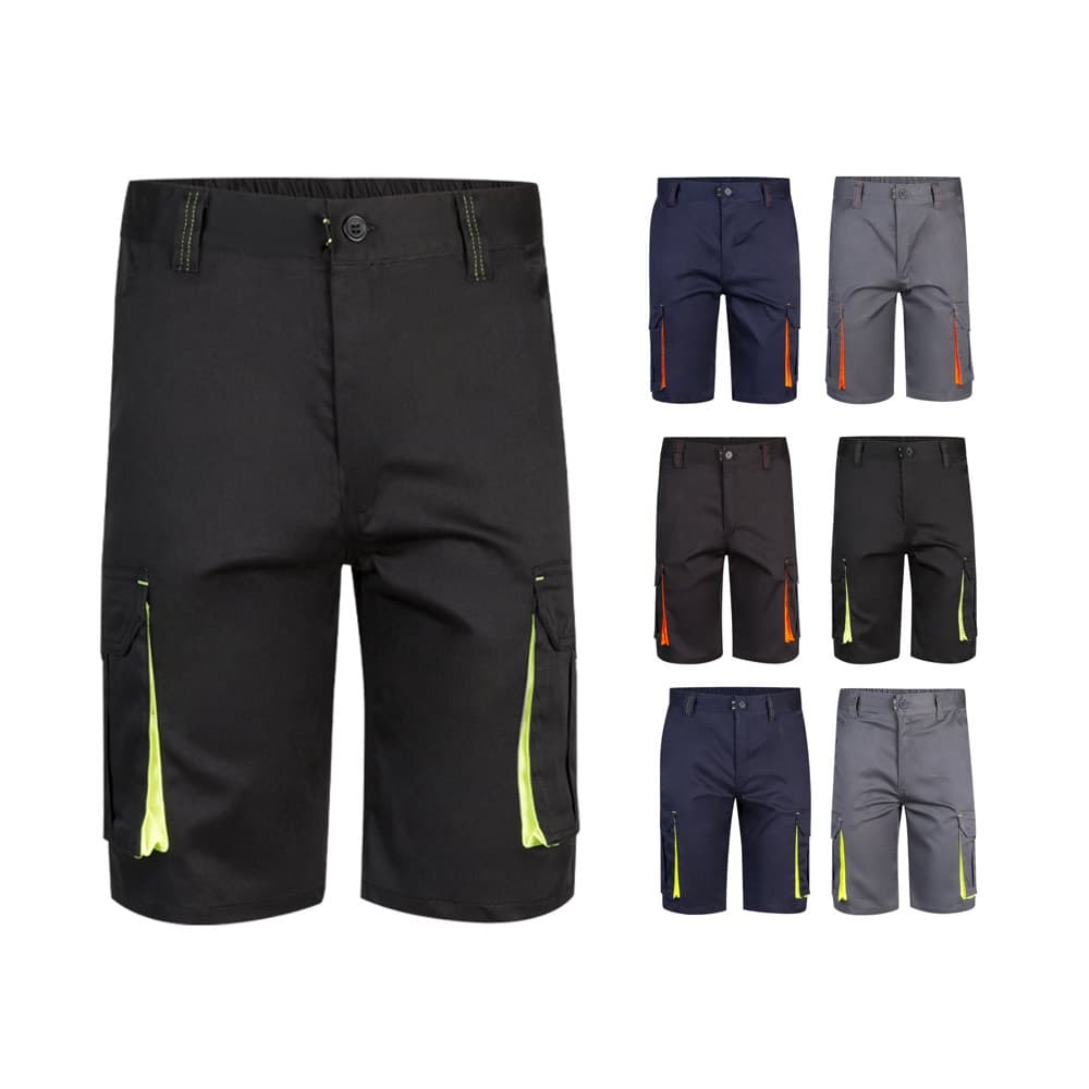 VL HEMERA. Bermudas stretch bicolor multibolsos (240g/m²), em algodão (46%), EME (38%) e poliéster (16%)