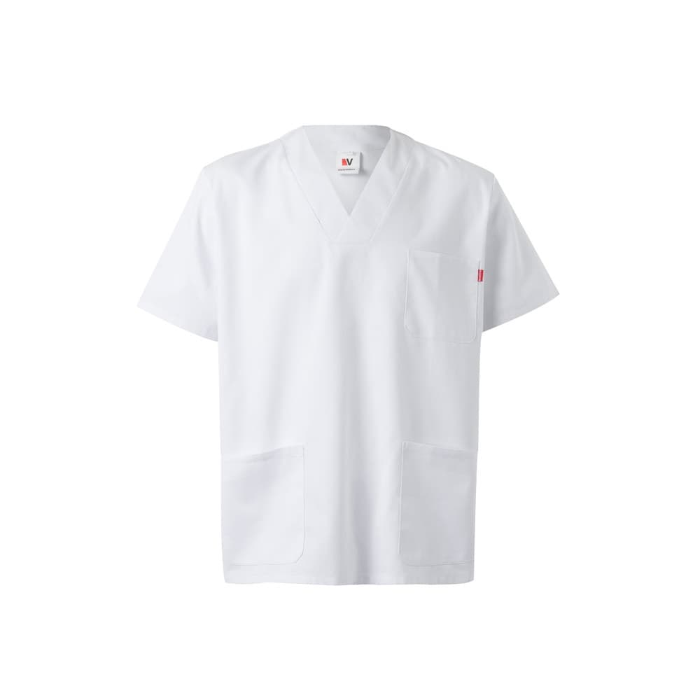 VL TLALOC. Túnica de sarja (190g/m²) com manga curta, em poliéster (65%) e algodão (35%) — Branco