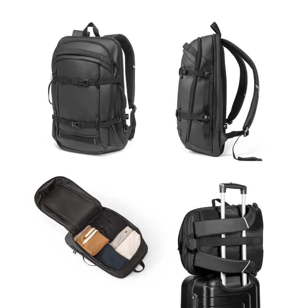 KAMPALA. Mochila para computador portátil em poliéster reciclado 900D de alta densidade, com revestimento resistente à água e forro em poliéster reciclado 210D 17'3"
