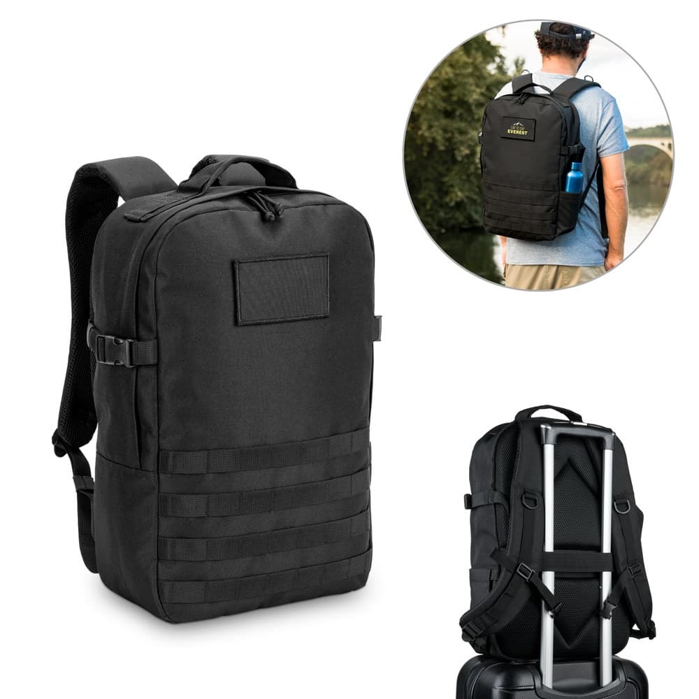 EDINBURGH BPACK. Mochila estilo militar em poliéster reciclado 600D, de alta densidade e forro em poliéster reciclado 210D 17'3"