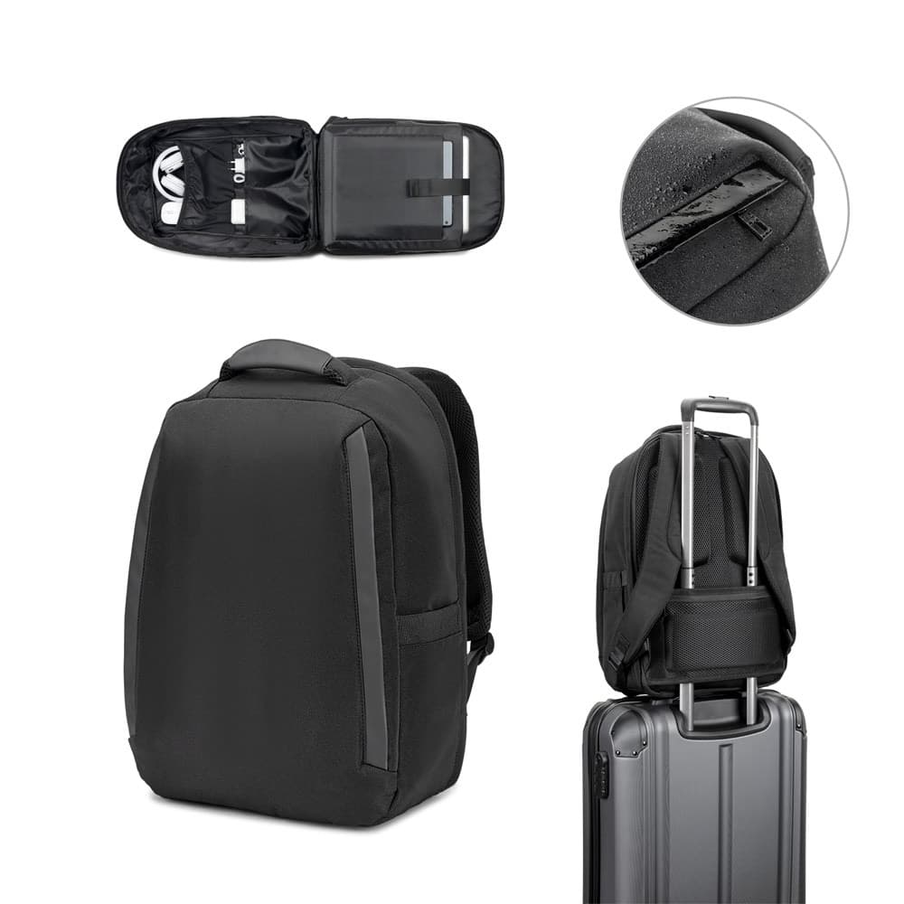 YANGON BPACK. Mochila antirroubo, em sarja com revestimento repelente à água e poliéster reciclado 600D, para computador portátil 17'3"