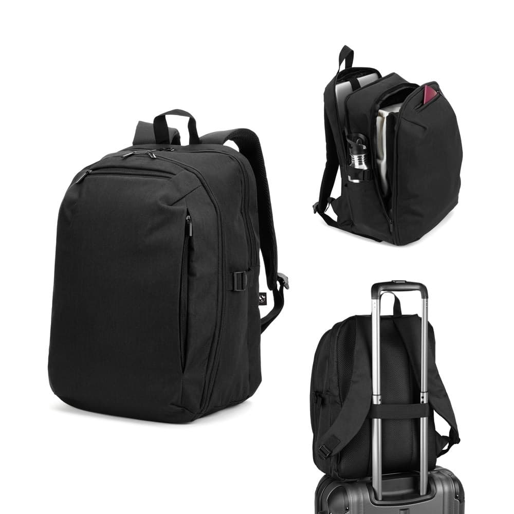UDINE. Mochila com um compartimento de abertura total em poliéster reciclado 300D de alta densidade 16"