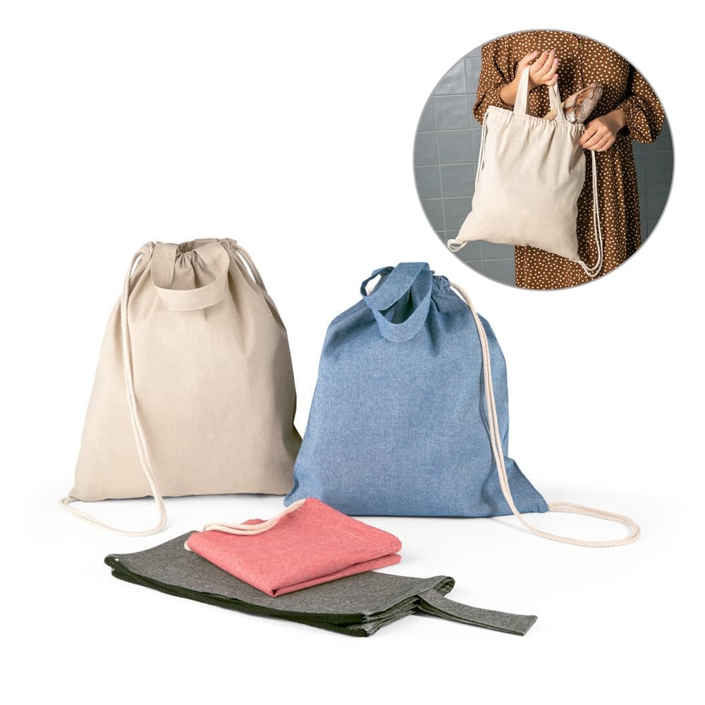 RISSANI. Saco tipo mochila com algodão reciclado (70%) e poliéster (30% rPET) (140 g/m²)