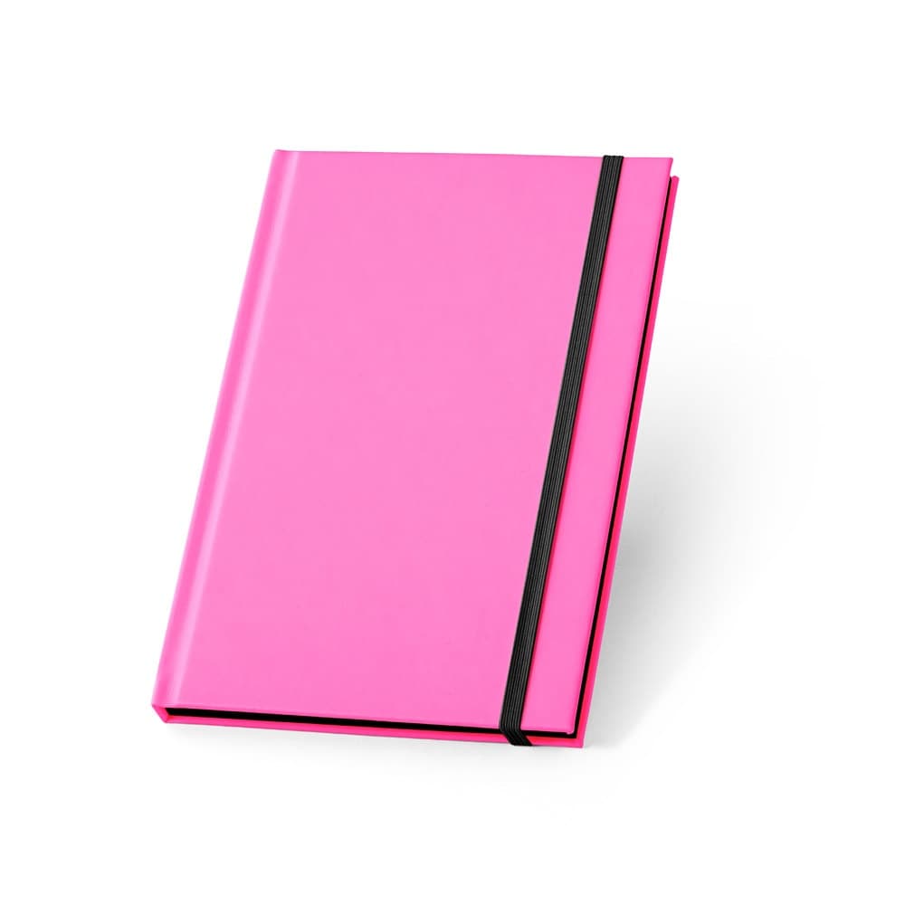WATTERS. Bloco de notas A5 em PU fluorescente com folhas pautadas — Rosa