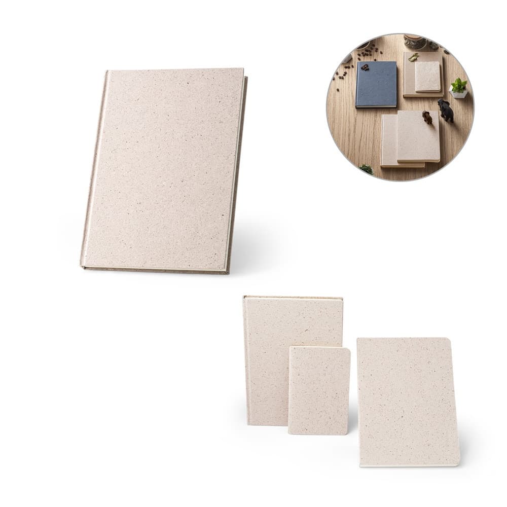 ORGANIC RIGID. Bloco de notas A5 com capa rígida fabricada a partir de matéria orgânica de elefante (80%)