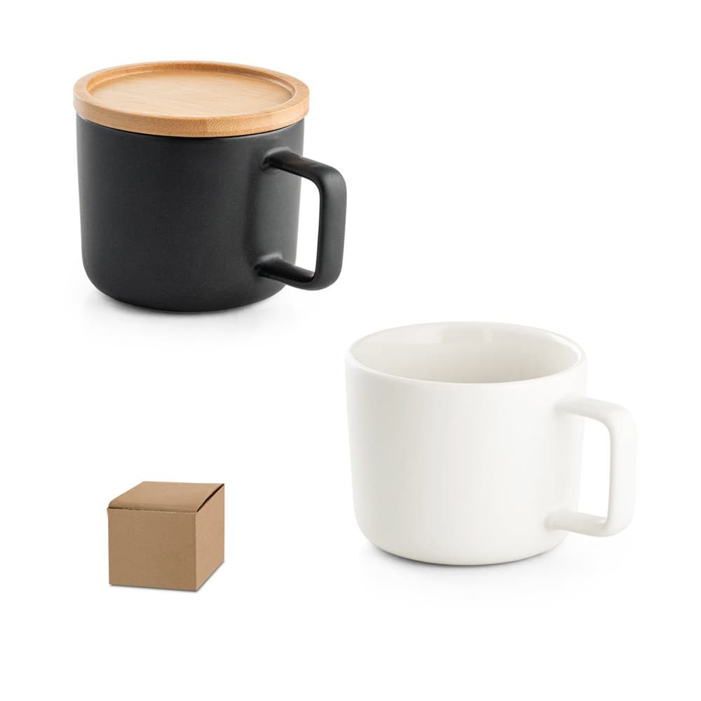 FANGIO. Caneca em cerâmica com base em bambu 220 mL