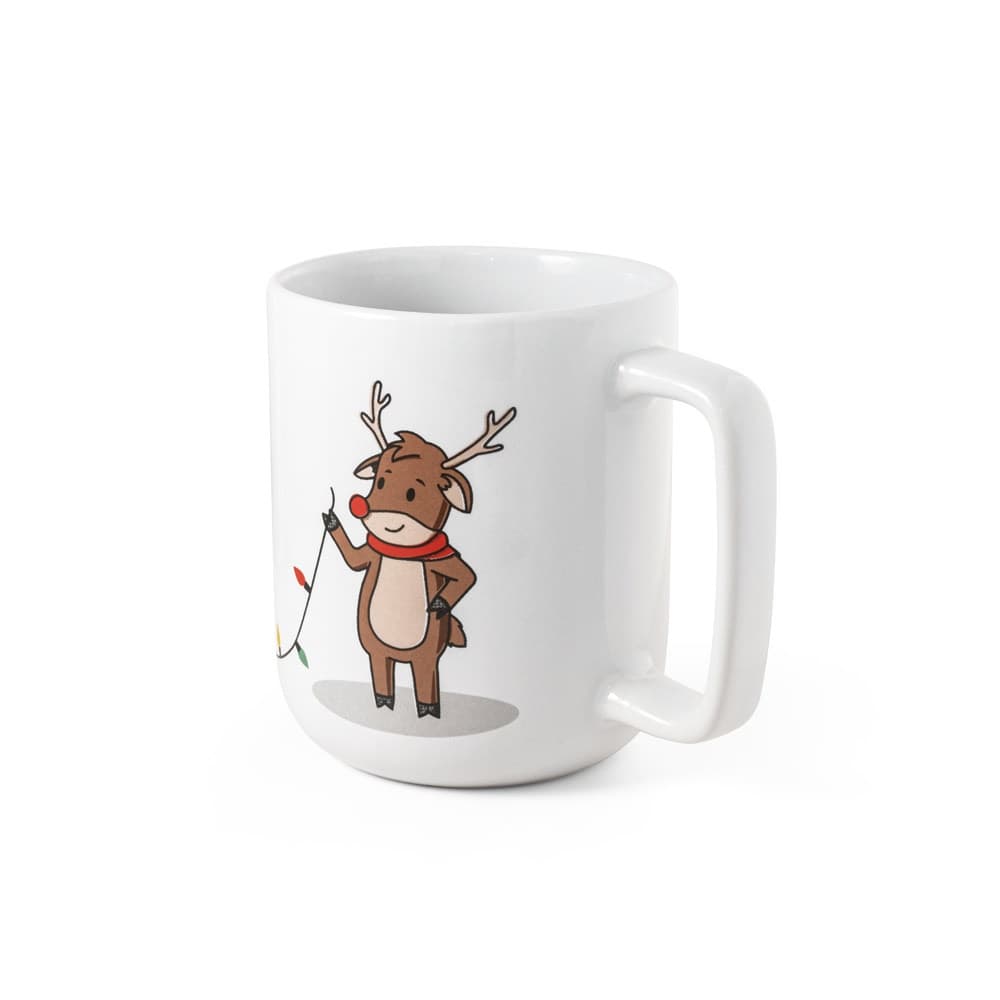 REINDEER. Caneca com impressão natalícia 330 mL — Branco