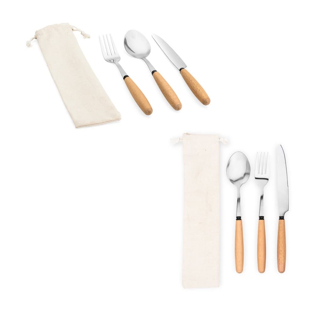 BOULUD. Conjunto de 3 peças em madeira de acácia