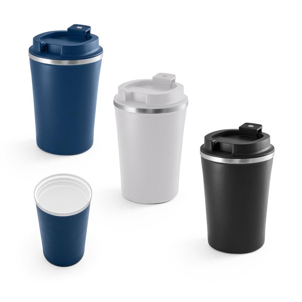 PHELPS CERAMIC. Copo de viagem em aço inoxidável com acabamento interior em cerâmica 470 mL
