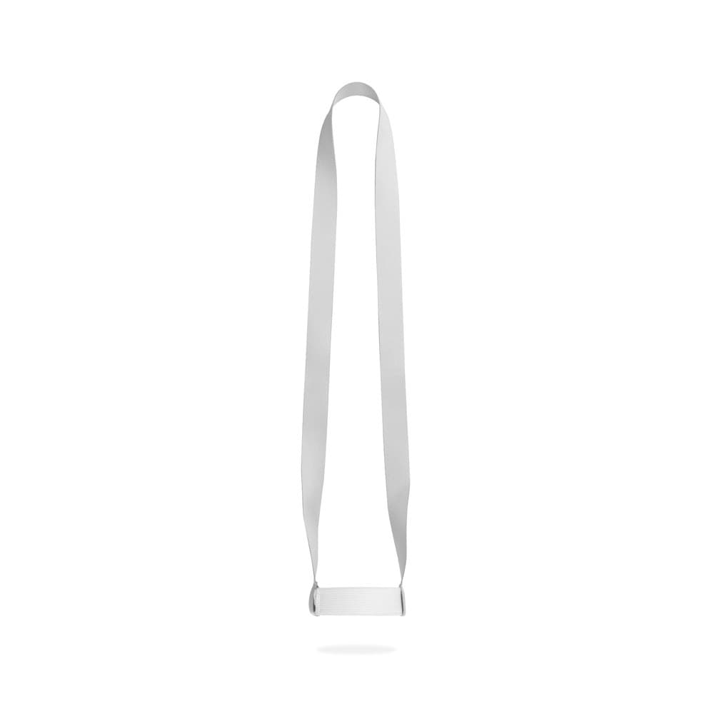 OXFORD. SET Lanyard SUBLIMATION Long II (20 mm) Duo em poliéster reciclado (100% rPET) com porta-copos em elástico de sublimação — Branco