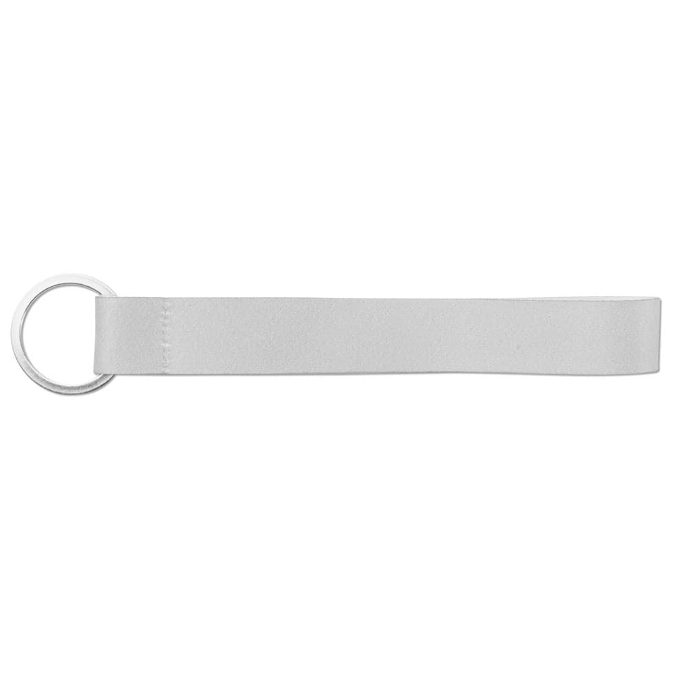 SLOUGH. SET Lanyard SUBLIMATION Short II (20 mm) em poliéster reciclado (100% rPET) com Argola Ø 32 mm — Branco