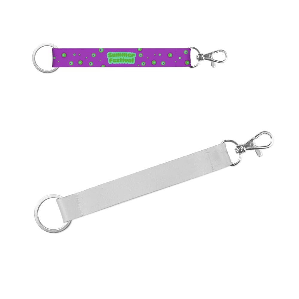 WALSALL. SET Lanyard SUBLIMATION Short II DUO (20 mm) em poliéster reciclado (100% rPET) com Argola Ø 32 mm e mosquetão de gatilho 20 mm