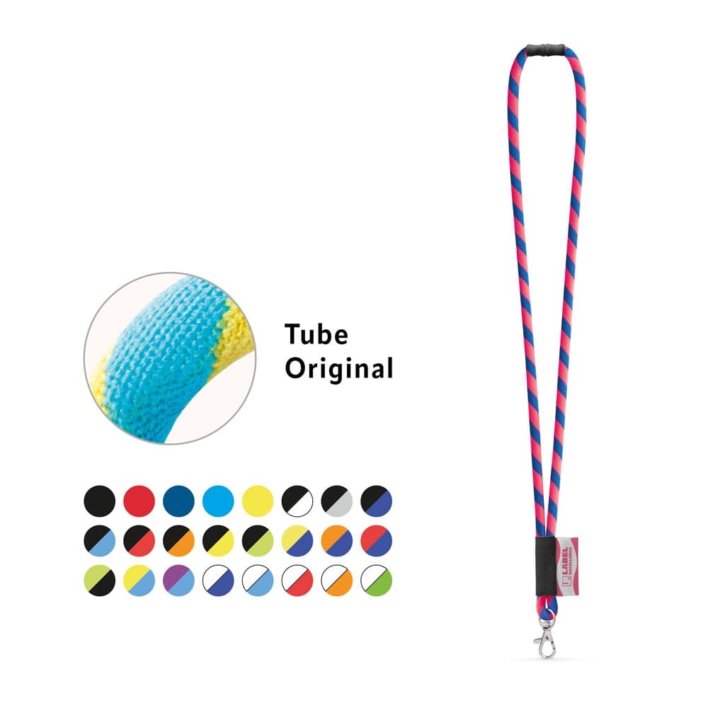 WISBECH. SET Lanyard TUBE Long (Ø 7 mm) com mosquetão de gatilho 9 mm e Fecho de segurança Ø 7 mm