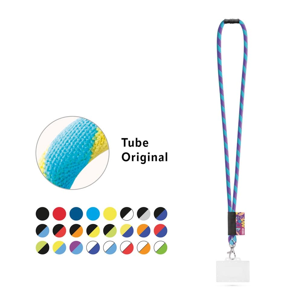 WATFORD. SET Lanyard TUBE Long (Ø 7 mm) com mosquetão de gatilho 9 mm, Fecho de segurança Ø 7 mm e Porta-crachá / cartões rígido 91 x 68 mm