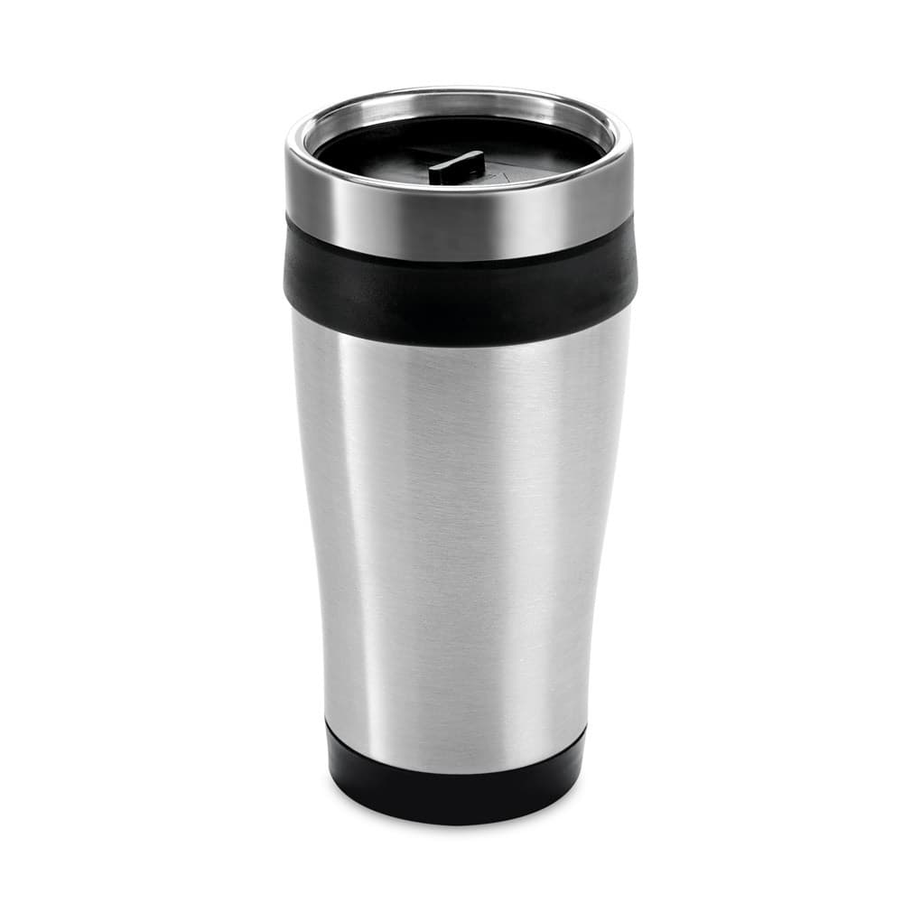 BATUM. Copo de viagem em aço inoxidável e PP 420 mL — Preto