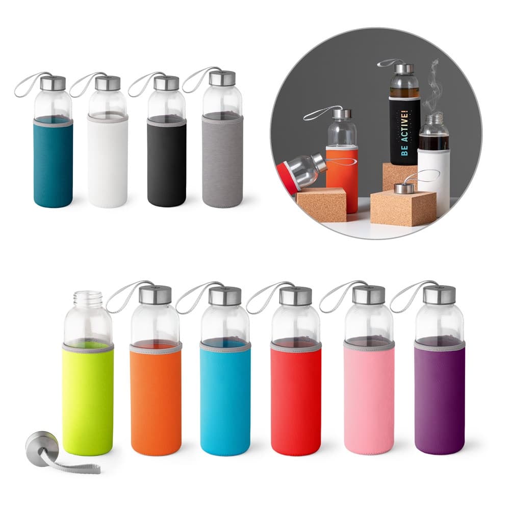 RAISE. Garrafa de desporto em vidro e aço inoxidável 520 mL