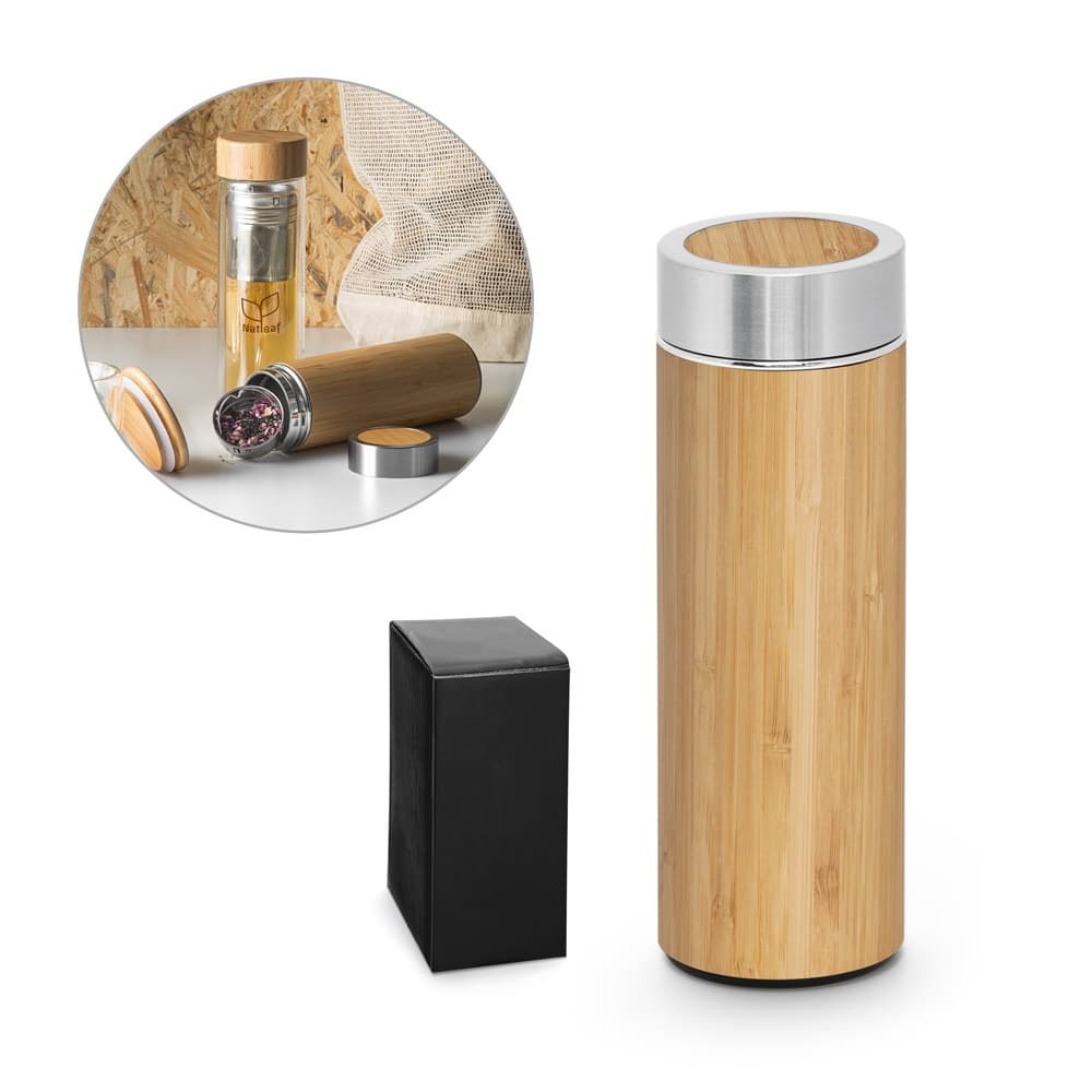 NATUREL. Garrafa térmica em bambu e aço inoxidável (90% reciclado) 430 mL