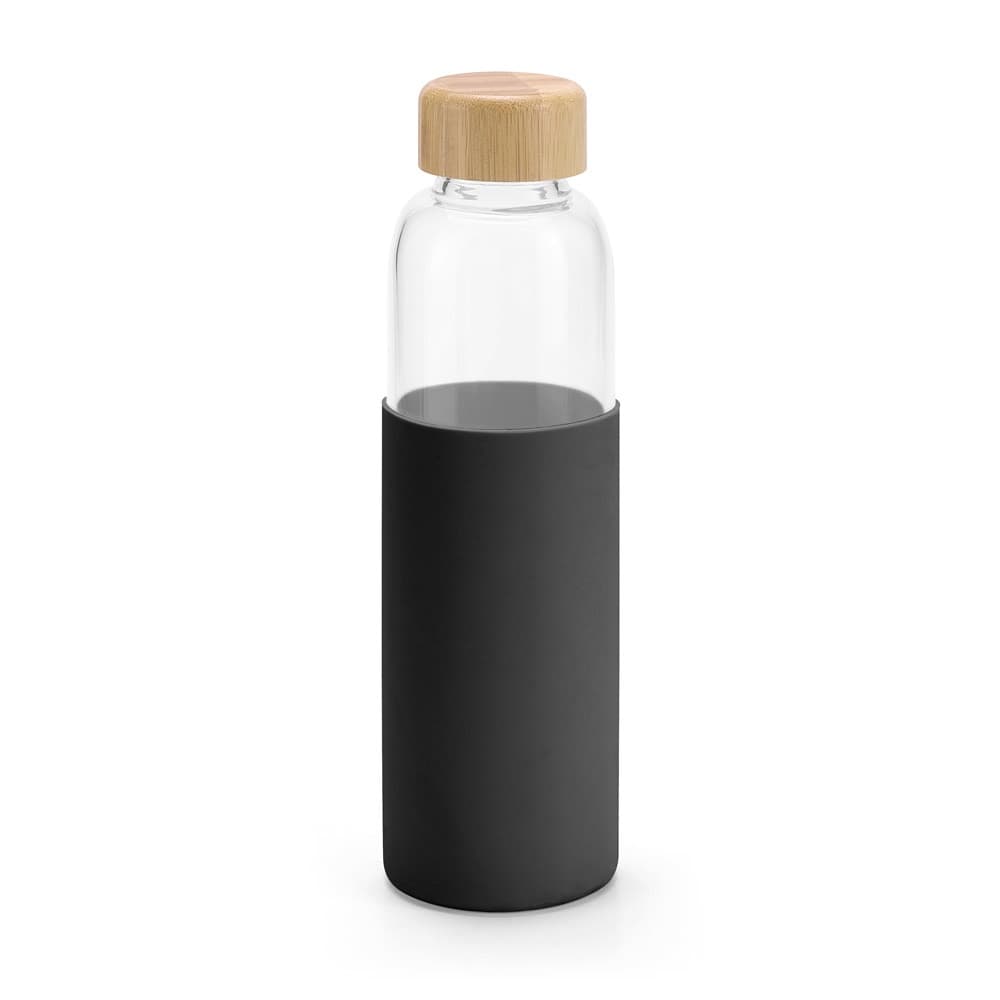 DAKAR. Garrafa em vidro borossilicato e bambu 600 mL — Preto