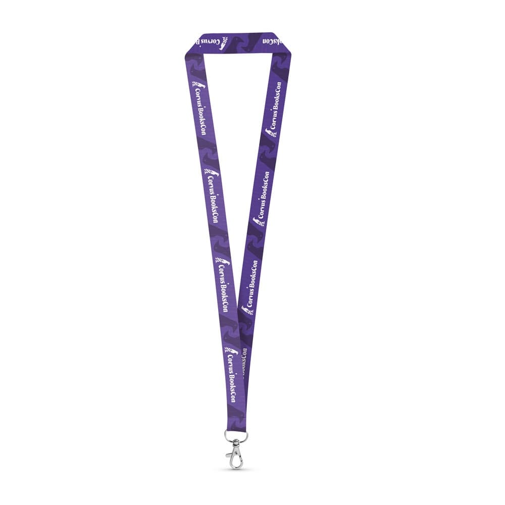 WINDSOR. SET Lanyard SUBLIMATION Long II (20 mm) em poliéster reciclado (100% rPET) com mosquetão de gatilho 20 mm