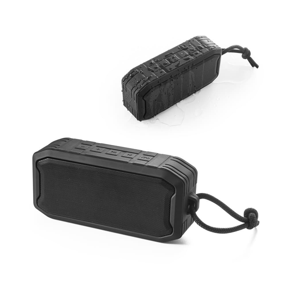 SHEERAN. Coluna de som portátil de 10W com IPX7 e 9h de autonomia em 100% ABS reciclado