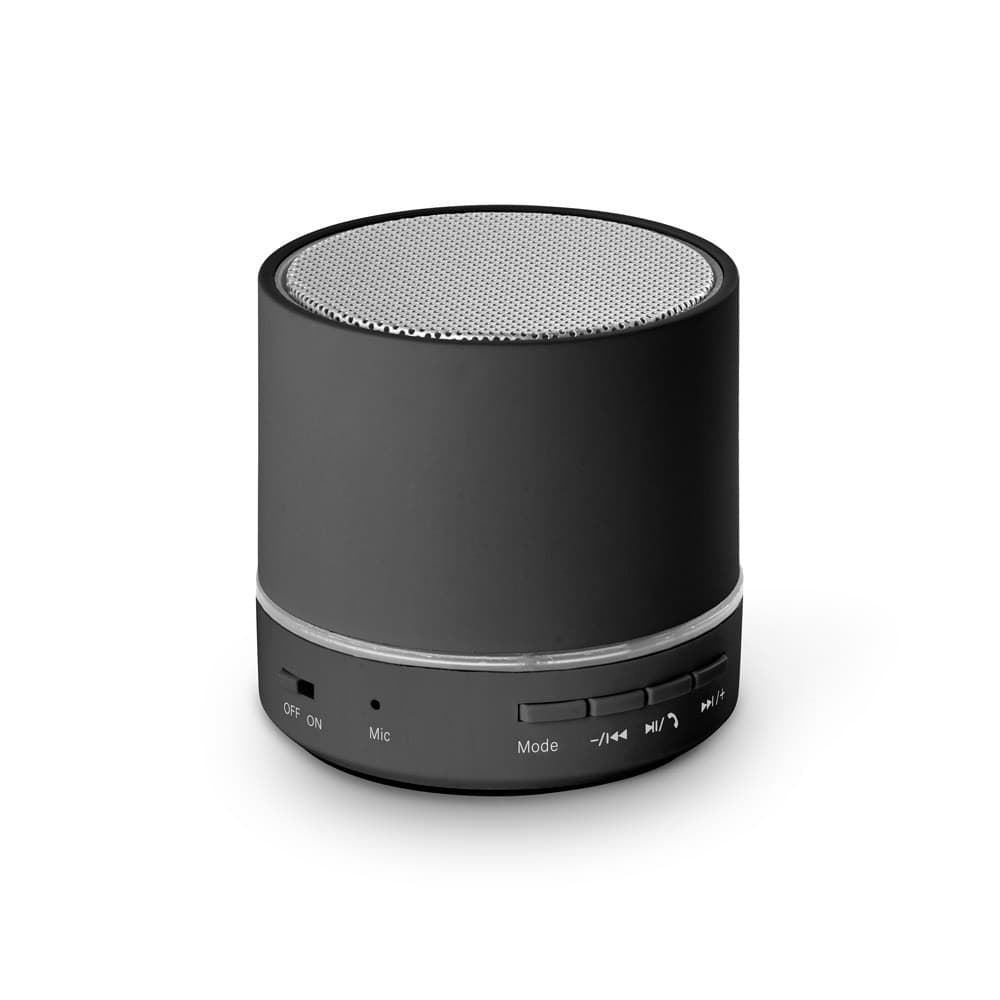RE-PEREY. Coluna de som portátil de 3W com 4h30m de autonomia em ABS reciclado (100% rABS) — Preto