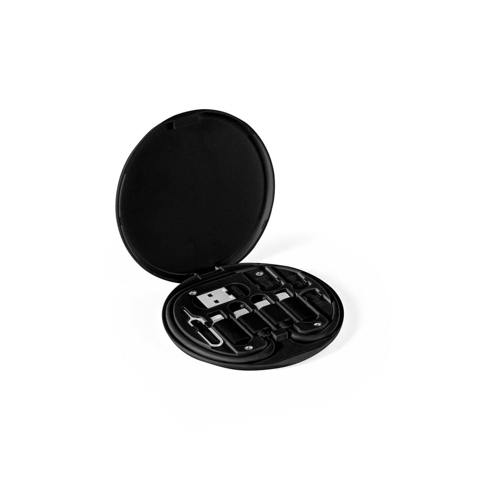 SYSTROM. Conjunto cabo e adaptadores de carregamento super rápido em ABS reciclado (100% rABS) — Preto
