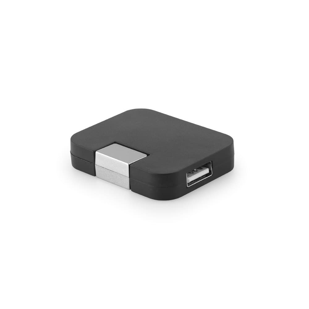 JANNES. HUB com 4 portas USB-A em ABS — Preto