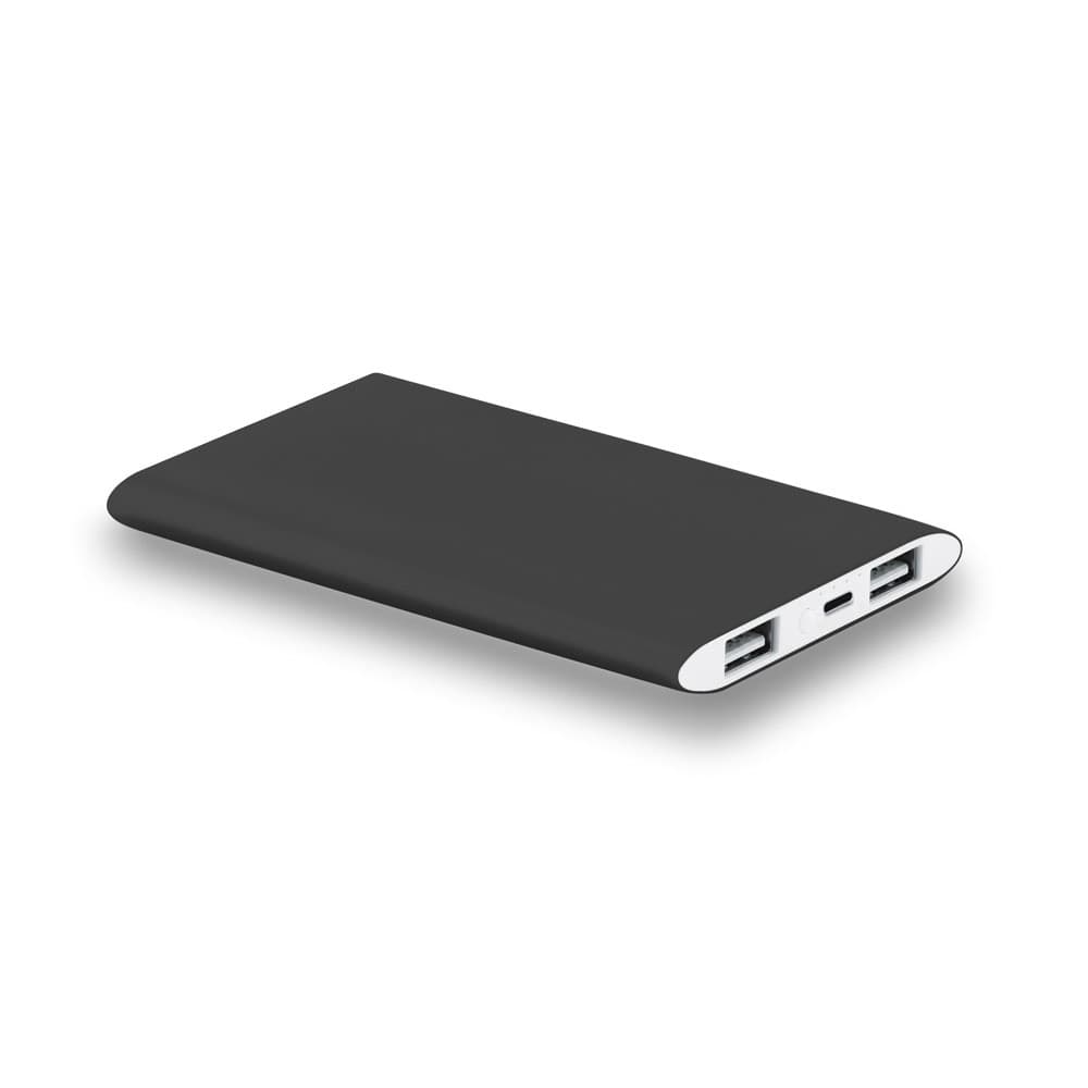 NOBEL. Power bank 7'200 mAh em alumínio reciclado (100% rAL) — Preto
