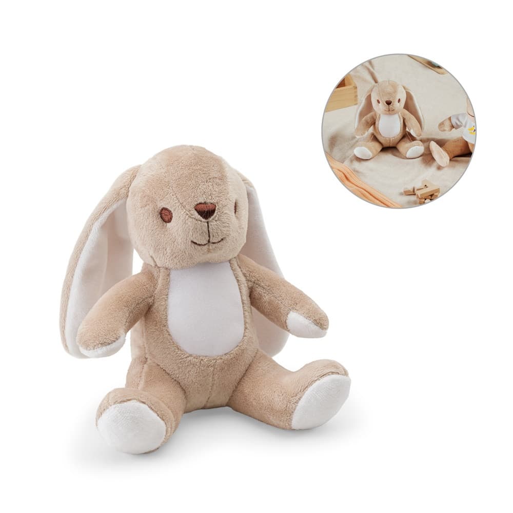 BUGS. Peluche em poliéster em formato de coelho, com tecido adequado para personalização