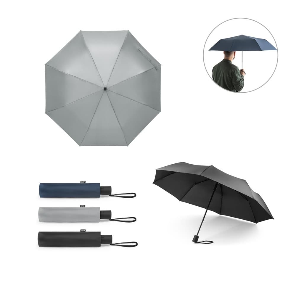 CIMONE. Guarda-chuva em poliéster reciclado (100% rPET) 190T pongee dobrável com abertura automática