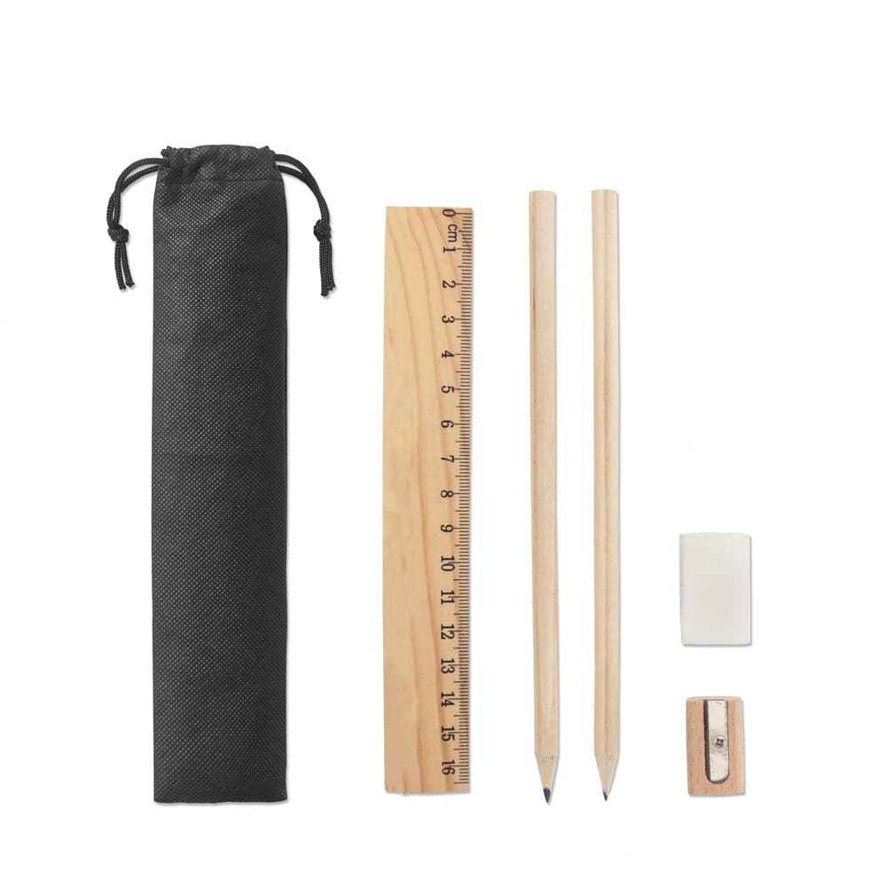 POCKETY. Conjunto de escrita fornecido em bolsa de non-woven (80 g/m²) com cordões