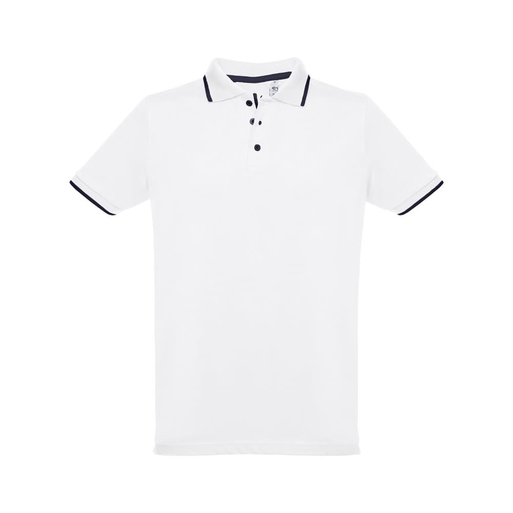 THC ROME WH. Polo bicolor para homem em algodão. Cor branca — Branco