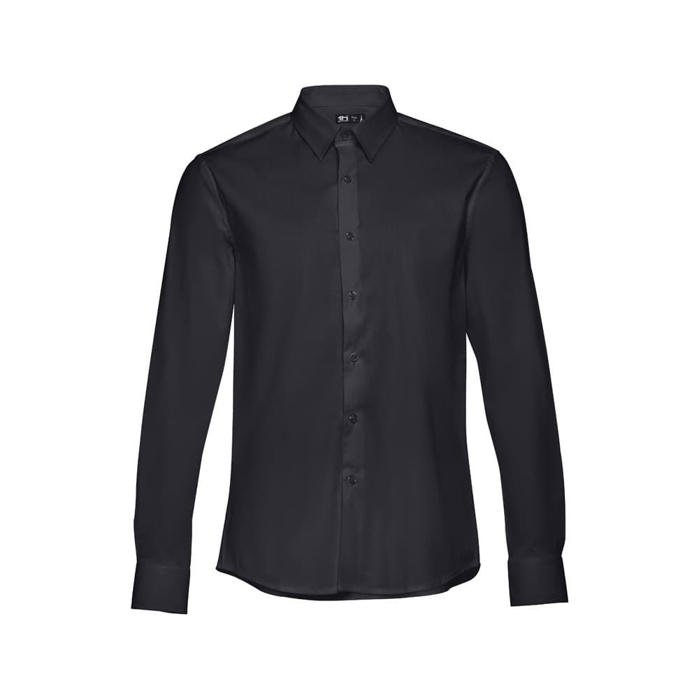 THC PARIS. Camisa popelina de manga comprida para homem — Preto