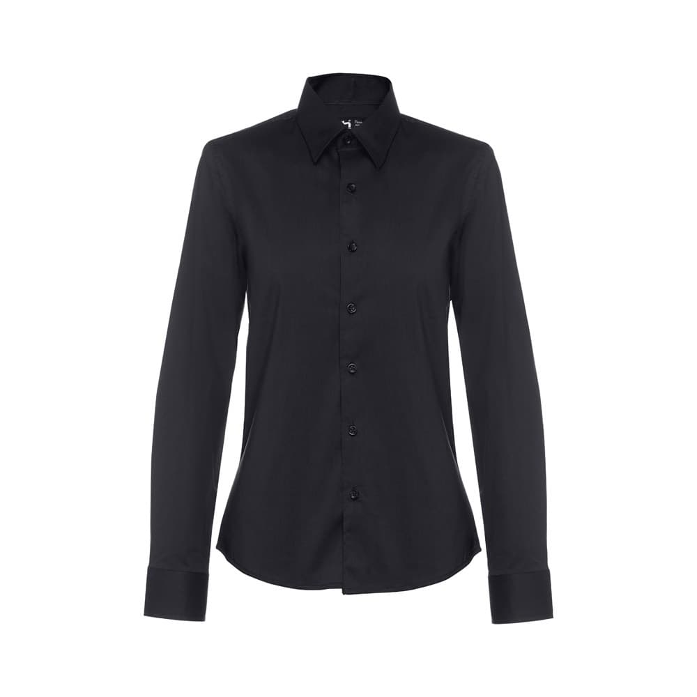 THC PARIS WOMEN. Camisa popelina de manga comprida para senhora — Preto