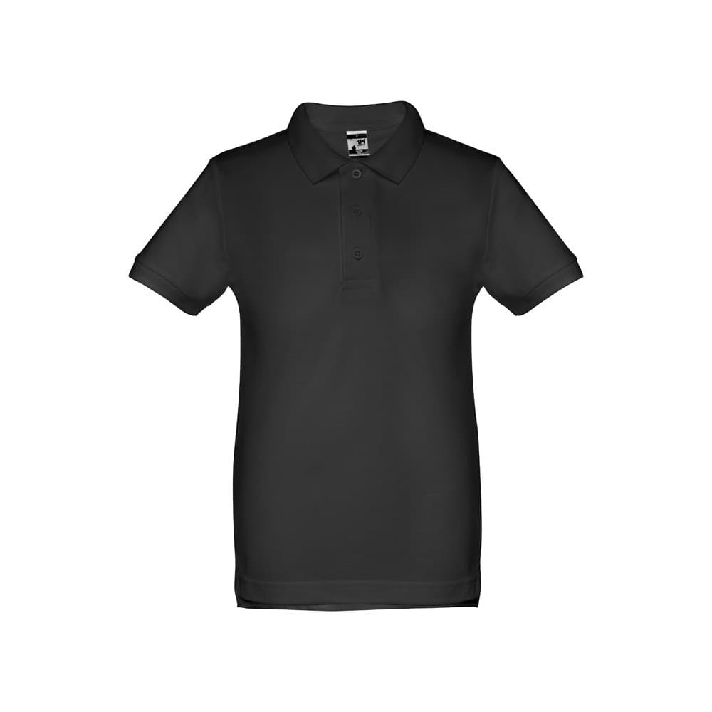 THC ADAM KIDS. Polo para criança (unissexo) de manga curta em algodão — Preto