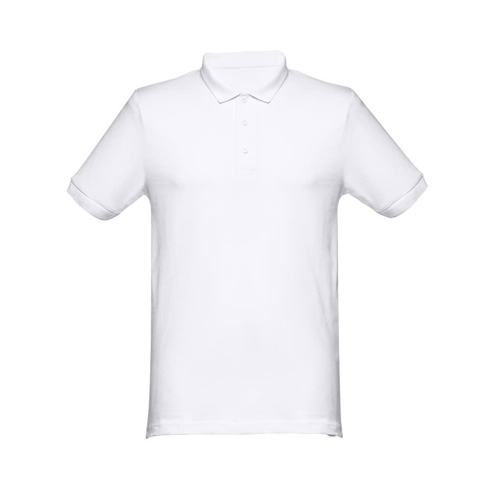 THC MONACO WH. Polo de manga curta para homem em algodão cardado — Branco