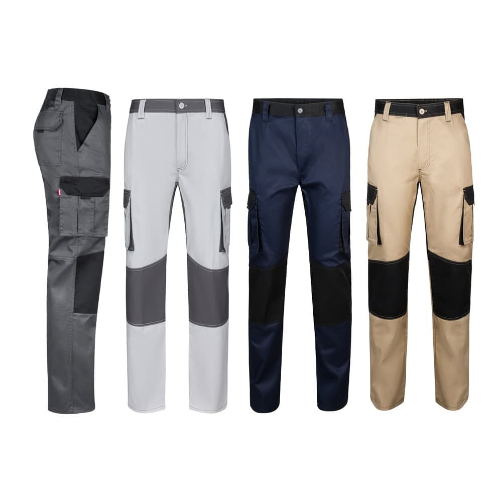 VL NJORD. Calças bicolor em sarja multibolsos (240 g/m²), em algodão (35%) e poliéster (65%)