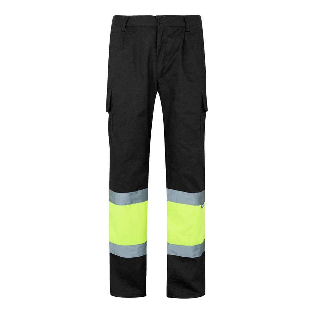 VL ATHENA. Calças bicolor em sarja (210g/m²), forradas, multibolsos, em algodão (20%) e poliéster (80%) — Preto