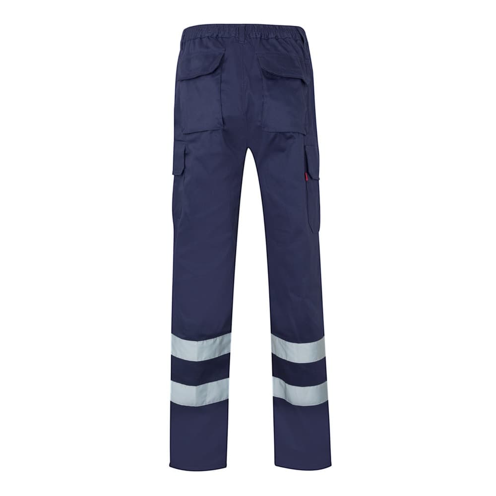 VL ASCLEPIUS. Calças em sarja multibolsos (200g/m²), em algodão (35%) e poliéster (65%) — Azul