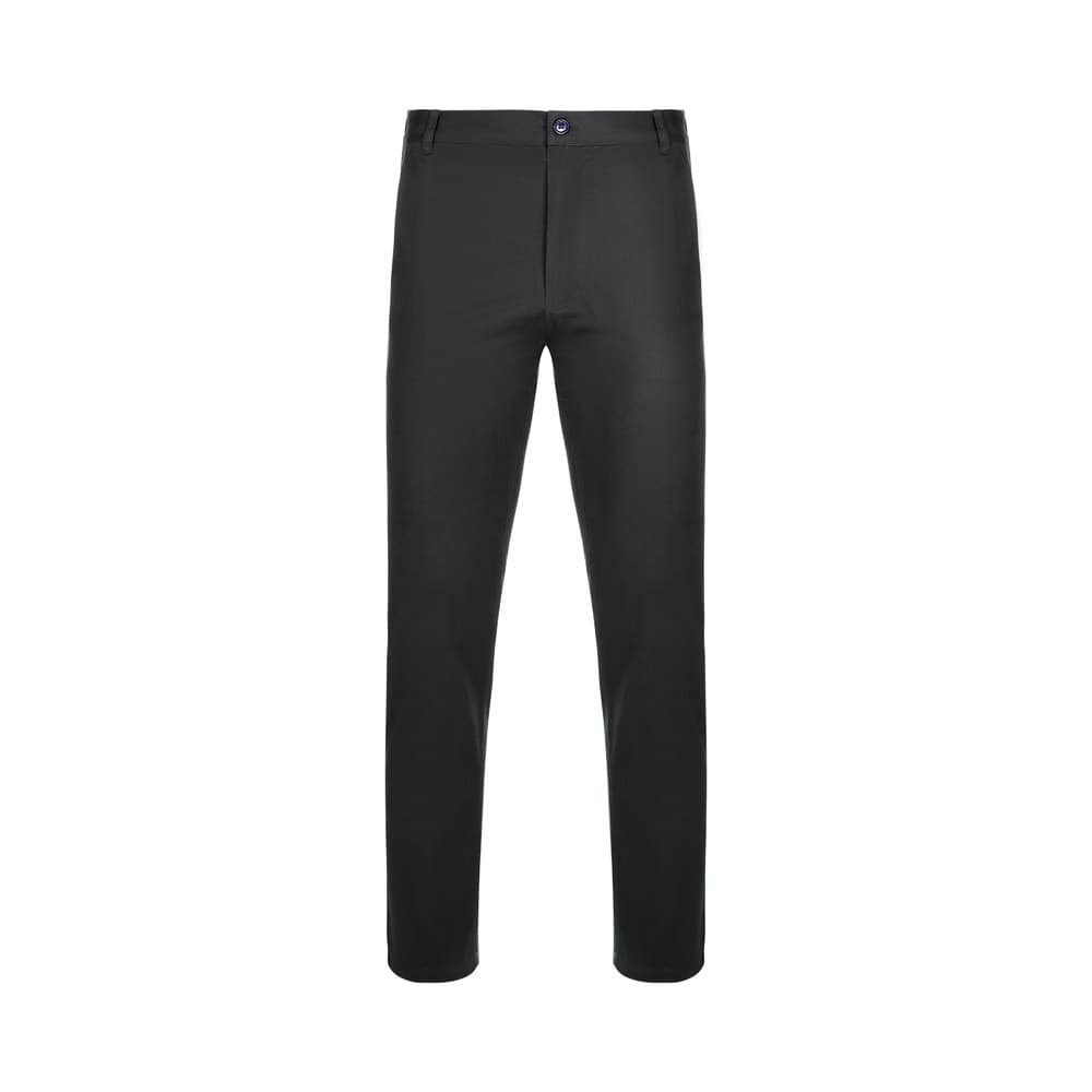 VL VISHNU. Calças chino stretch unissexo (260g/m²), em algodão (98%) e elastano (2%) — Preto