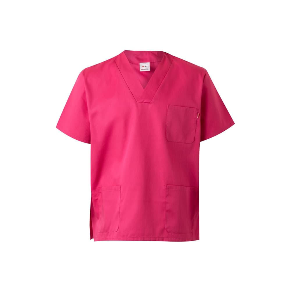 VL ILLAPA. Túnica de sarja (190g/m²) com manga curta, em poliéster (65%) e algodão (35%) — Rosa