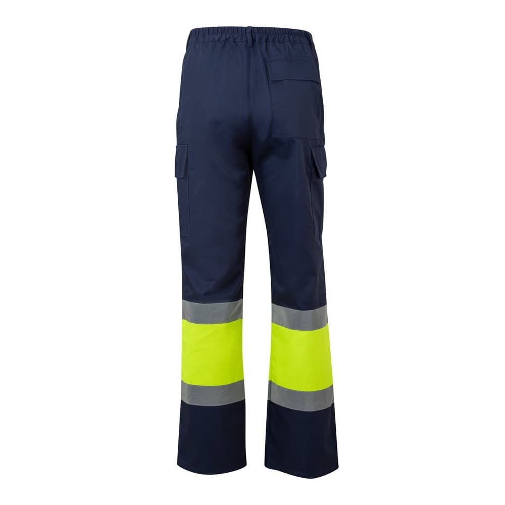 VL ARTEMIS. Calças bicolor, em sarja (190g/m²), em algodão (20%) e poliéster (80%) — Azul marinho