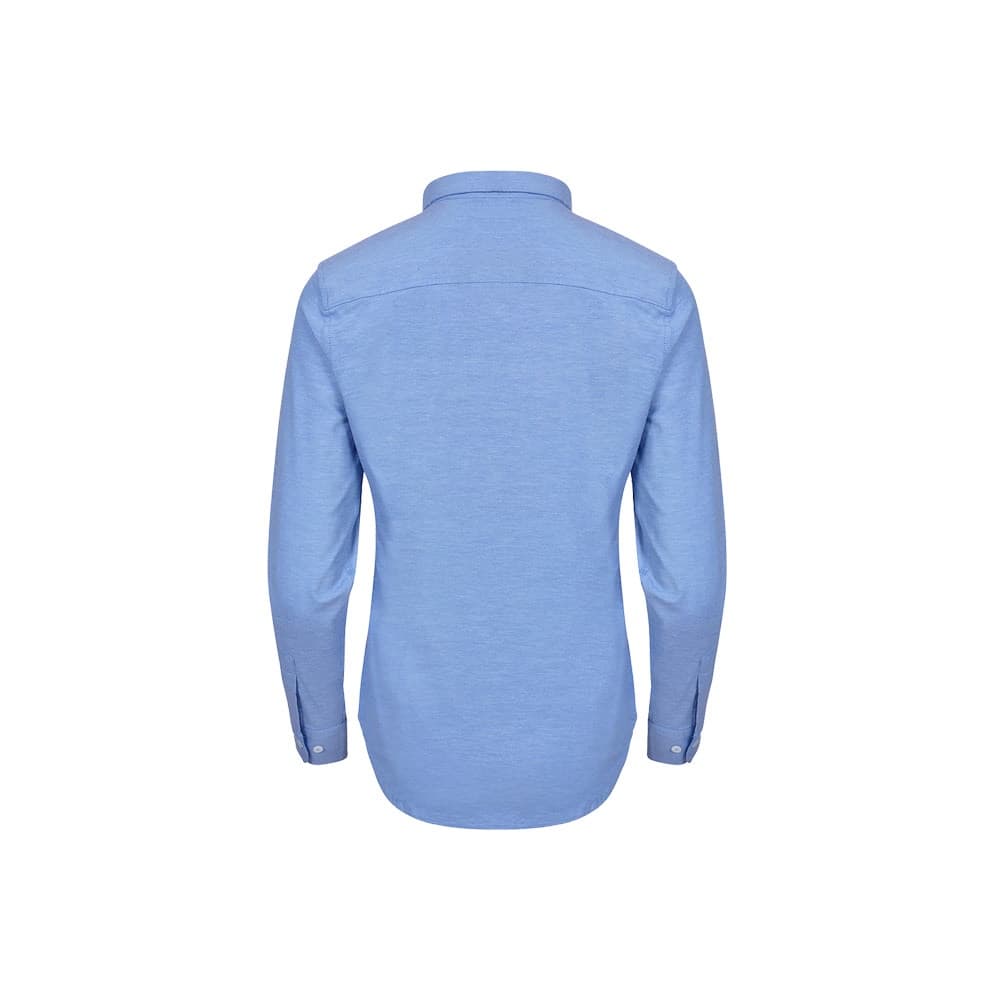VL PRITHVI WOMEN. Camisa Oxford (180 g/m²) para mulher em algodão (50%), poliéster (45%) e elastano (5%) — Azul