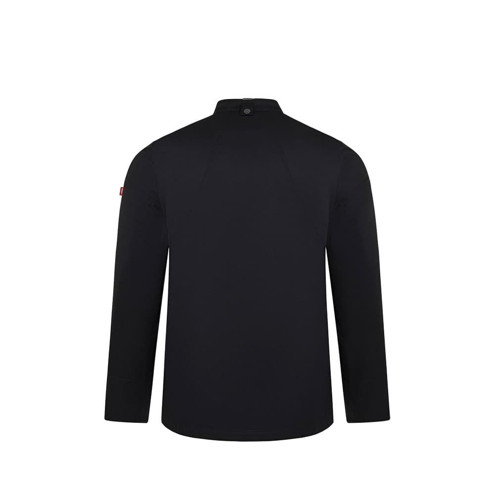VL AGNI. Jaleca de cozinha (190 g/m²) unisexo, em algodão (35%) e poliéster reciclado (65%) — Preto