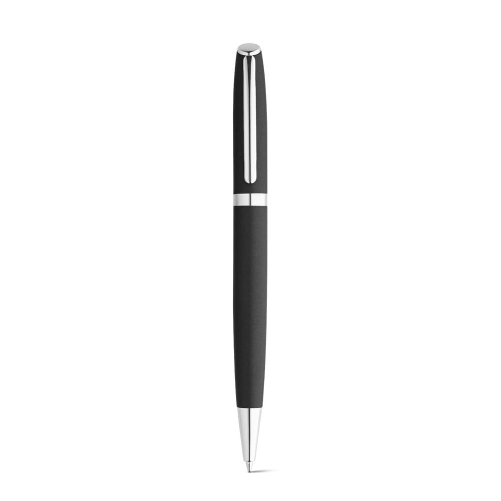 RE-LANDO-SET. Conjunto de roller e esferográfica com corpo em alumínio reciclado (100% rAL) — Preto