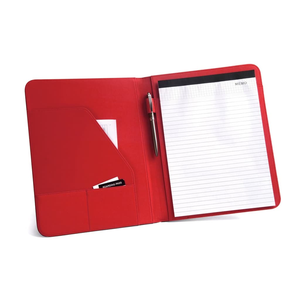 FITZGERALD. Pasta A4 em PU e 800D com bloco de páginas pautadas — Vermelho