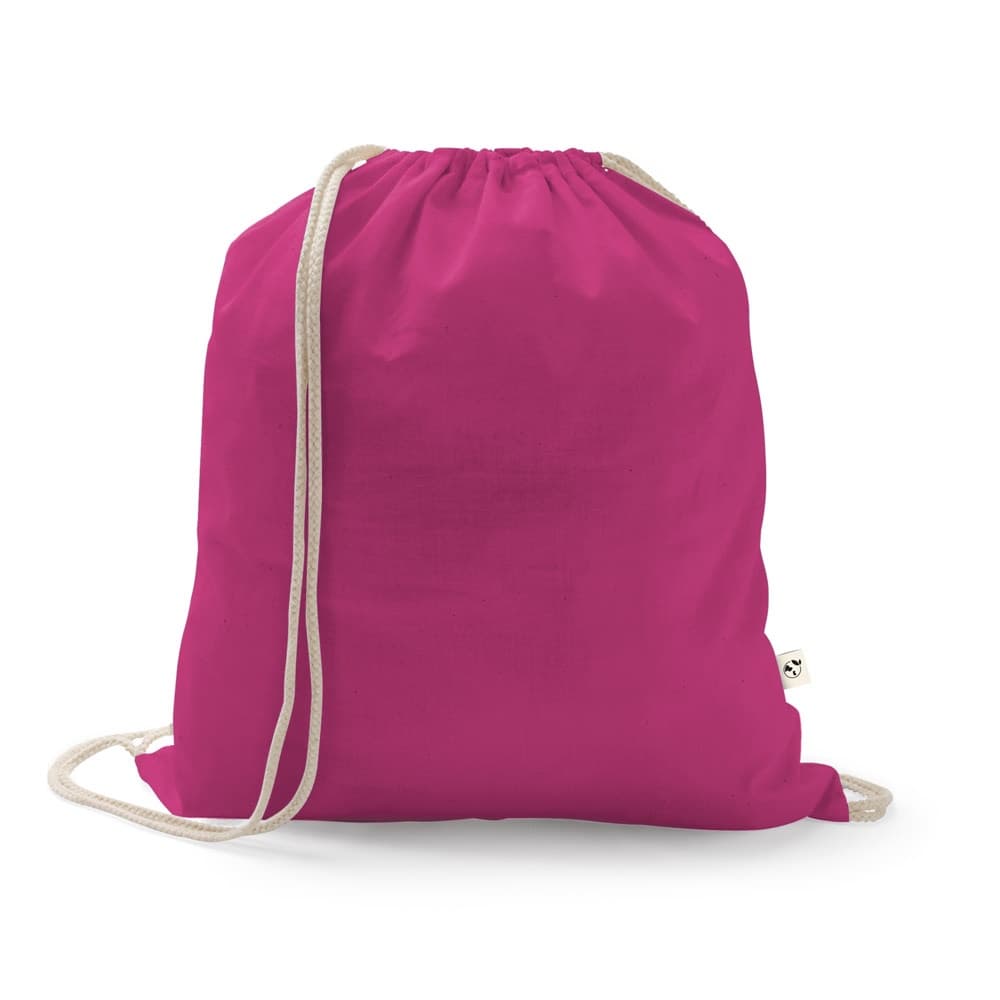 ISTANBUL. Saco tipo mochila em algodão reciclado (70%) e poliéster (30% rPET) (150 g/m²) — Rosa